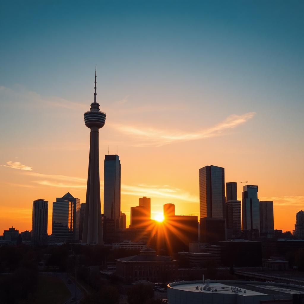 Dallas Texas skyline at sunset