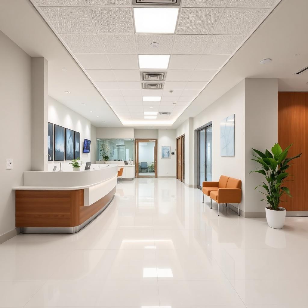 Clean modern medical office reception area